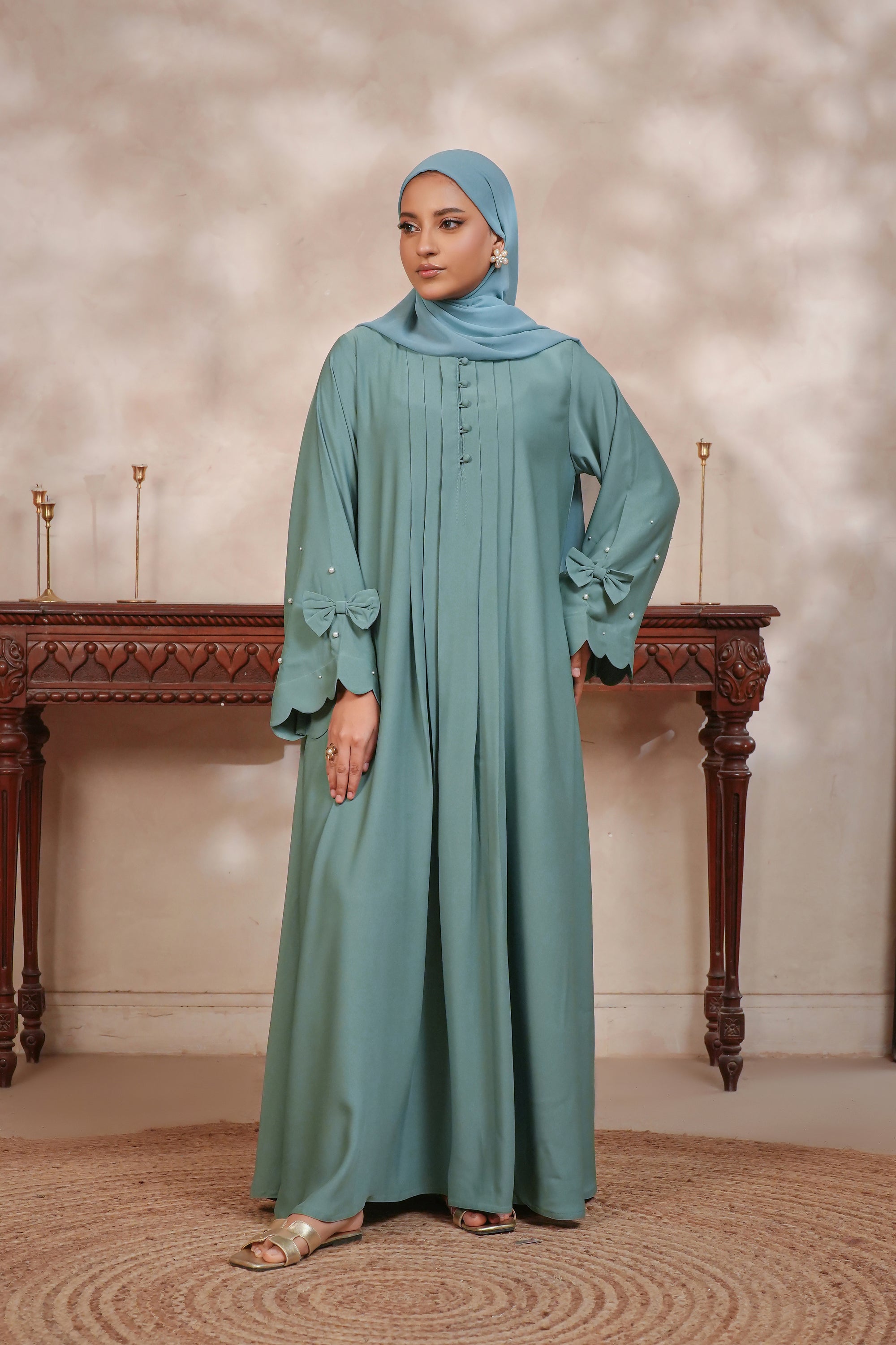 Aqua Pearl Abaya