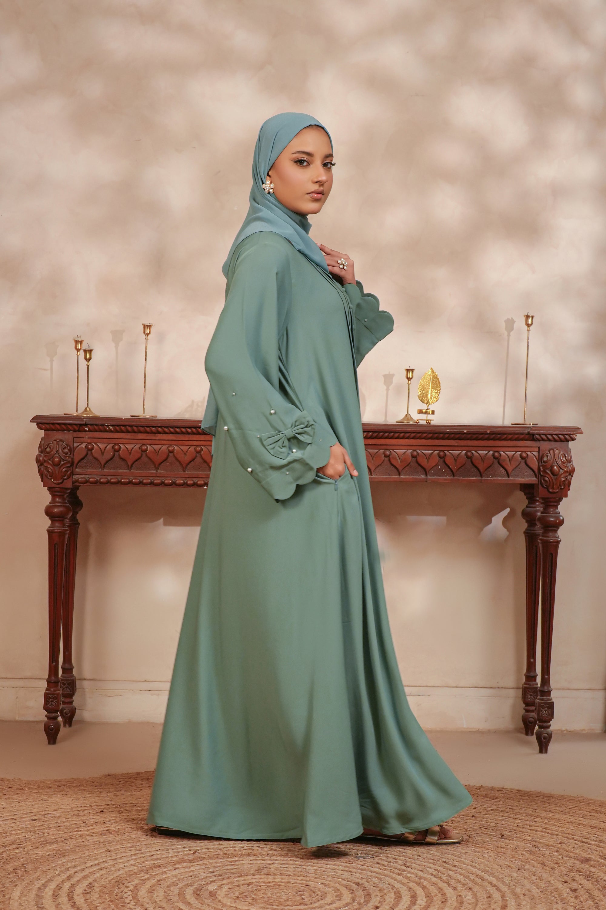 Aqua Pearl Abaya