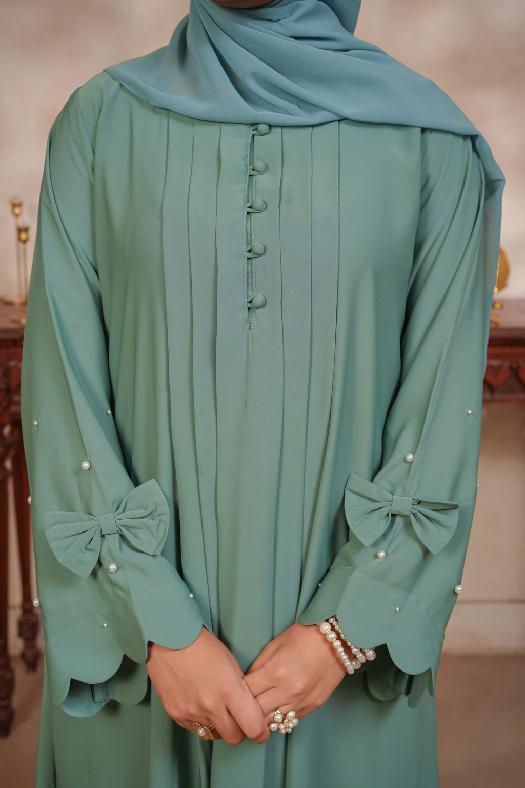 Aqua Pearl Abaya