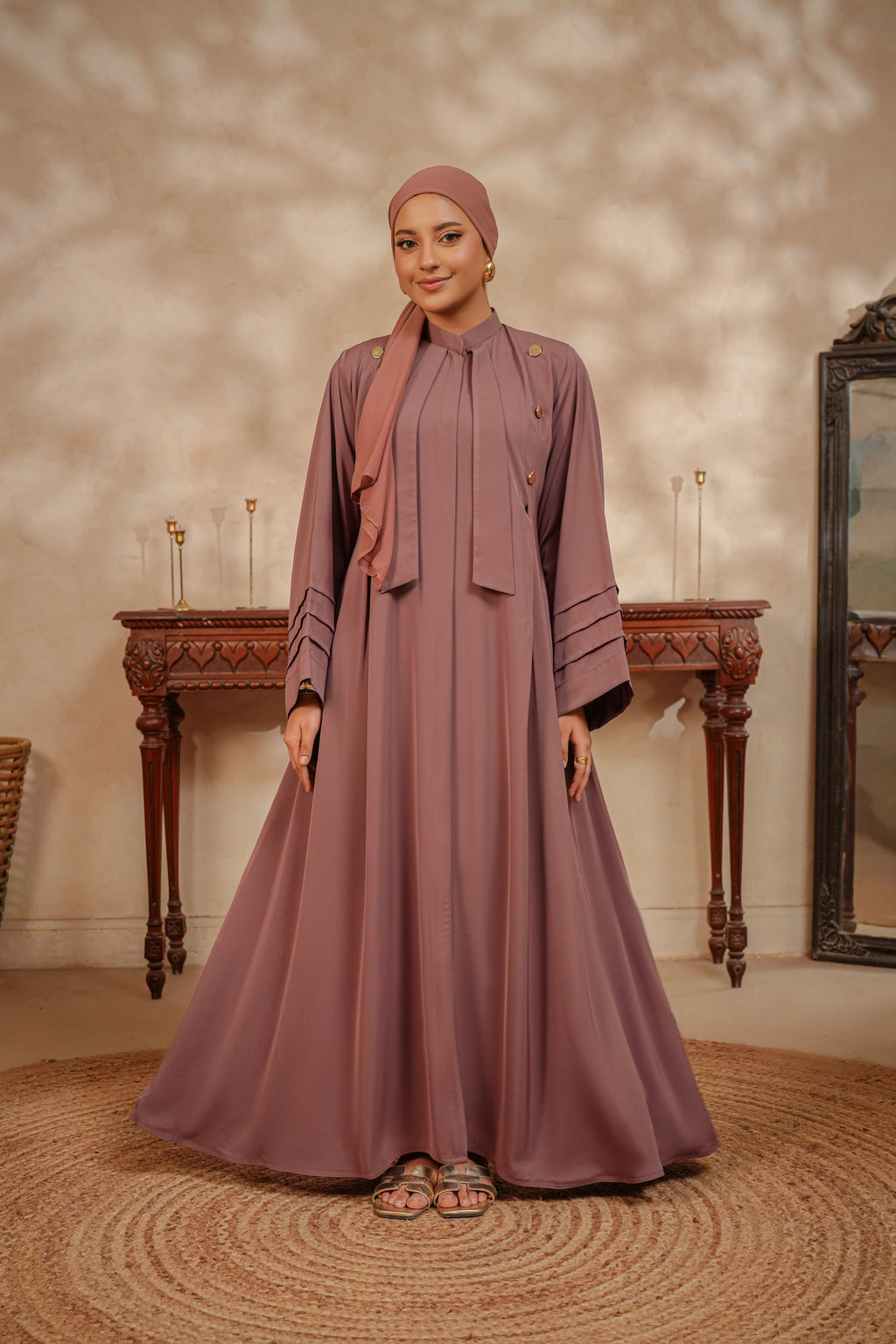 Tea Pink Tie Abaya