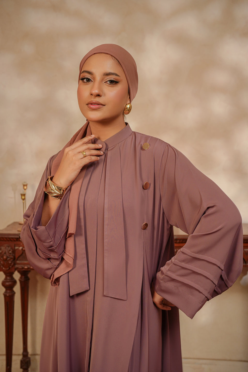 Tea Pink Tie Abaya